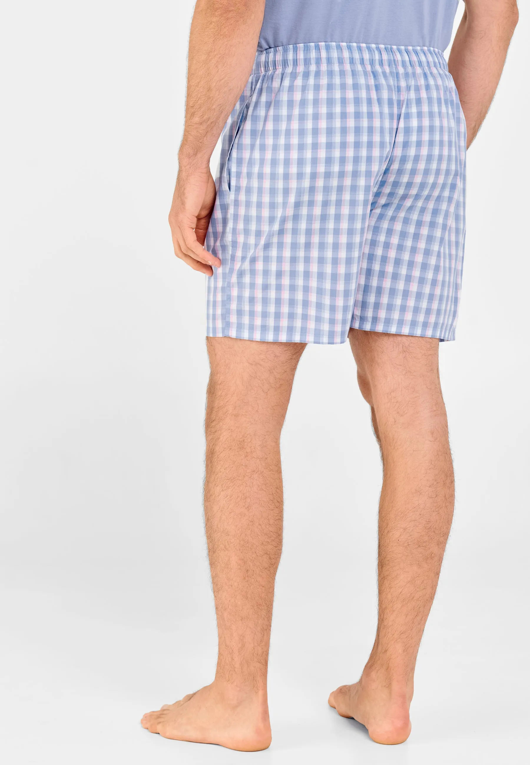 Pantalón Pijama Hombre Corto Algodón Popelín Cuadros - Azul 8505_33