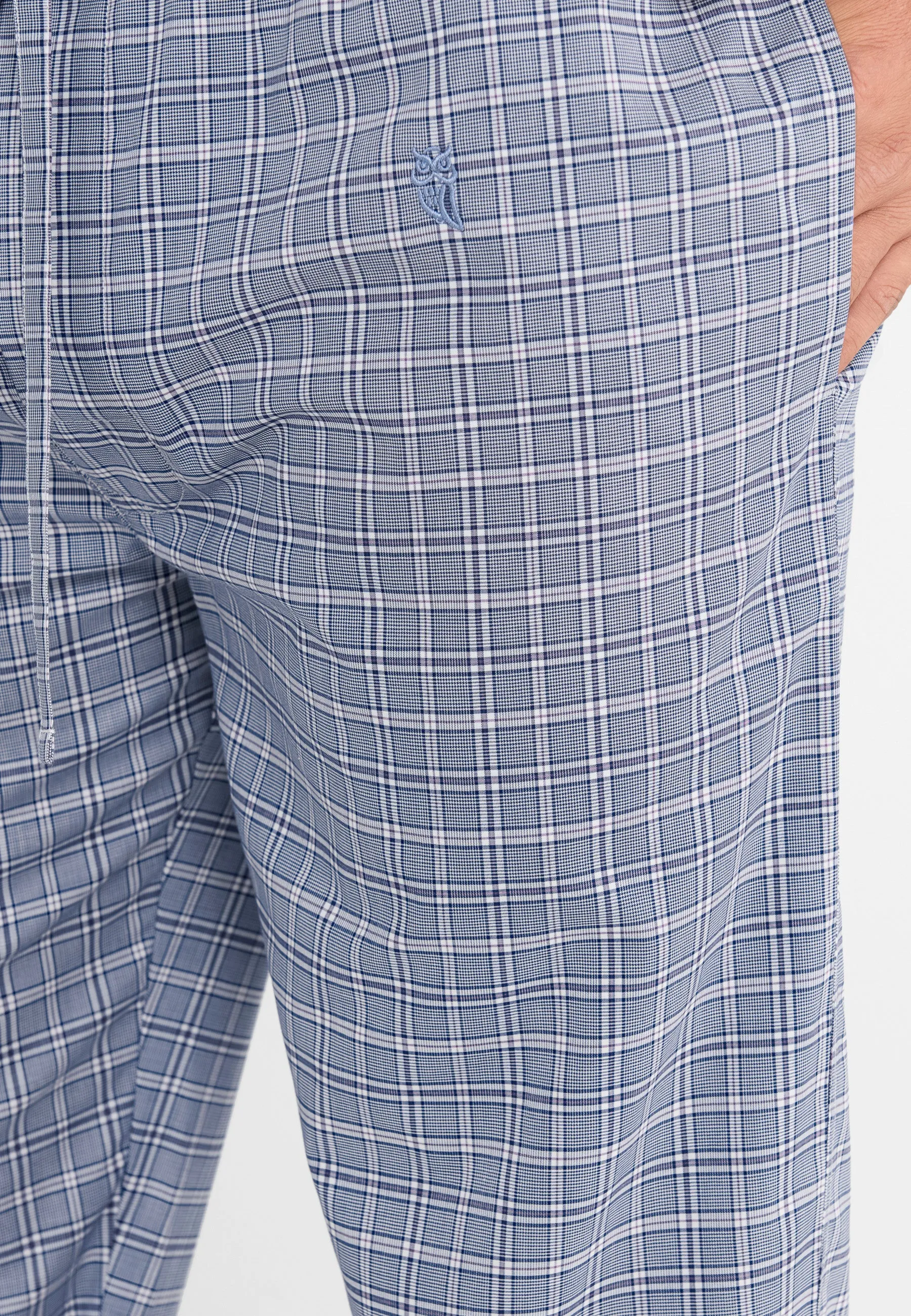 Pantalón Pijama Hombre Largo Algodón Popelín Cuadros - Azul 8976_36