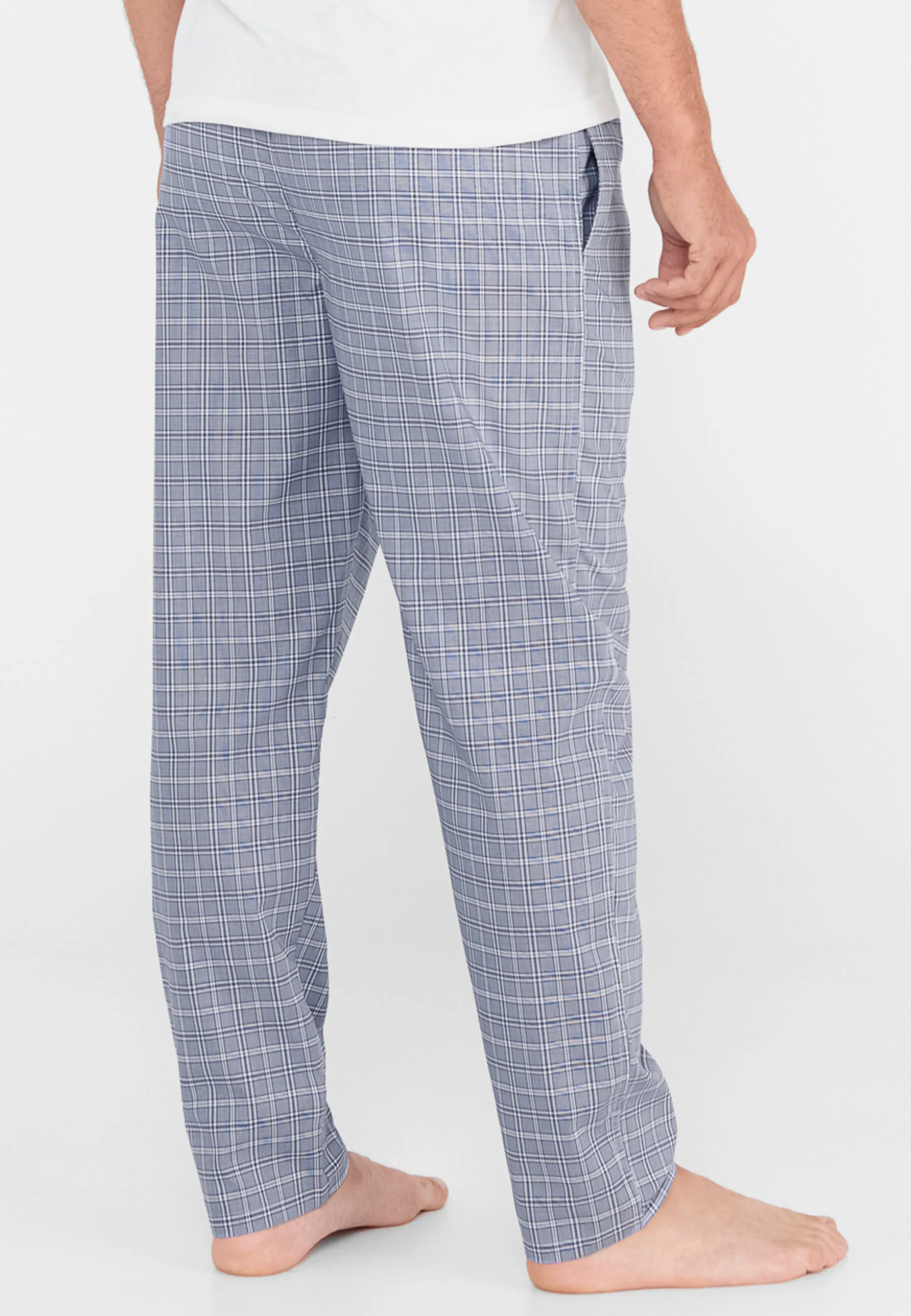Pantalón Pijama Hombre Largo Algodón Popelín Cuadros - Azul 8976_36