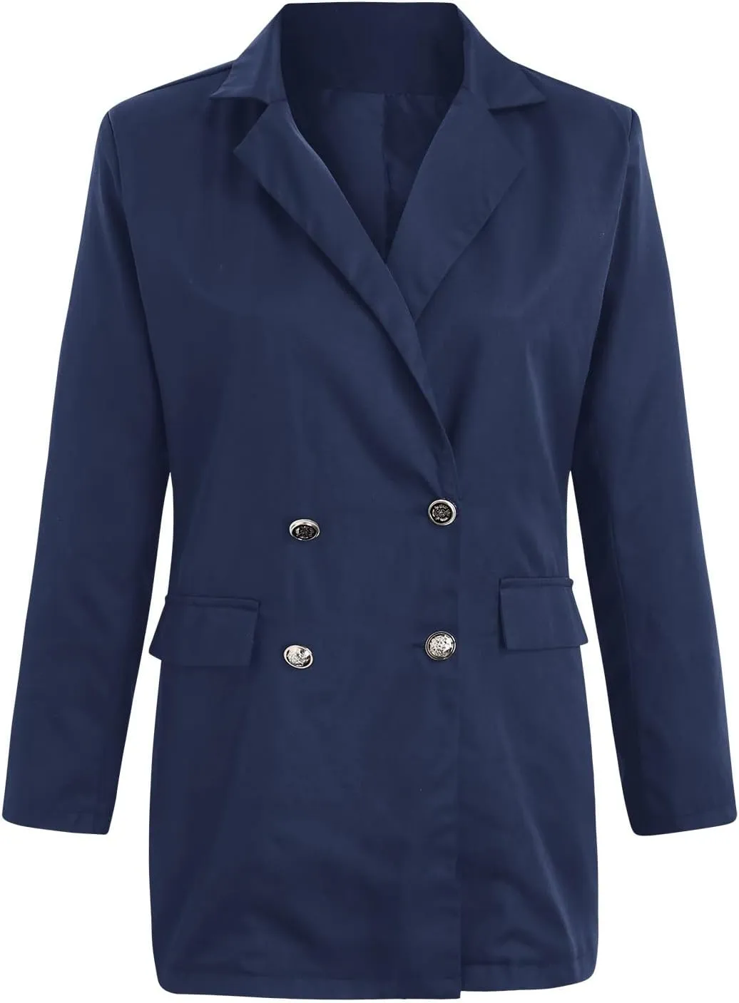 PeQAQ Womens Casual Blazer Jacket with Pockets Long Sleeve Open Front Long Work Suit Jackets Office Blazer Lapel Button Coats