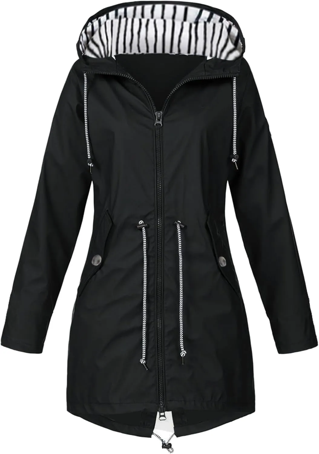 Rain Coats Women 2024 Trendy Windbreaker Jackets Waterproof Outerwear Overcoat Lightweight Outdoor Hooded Trench Coat