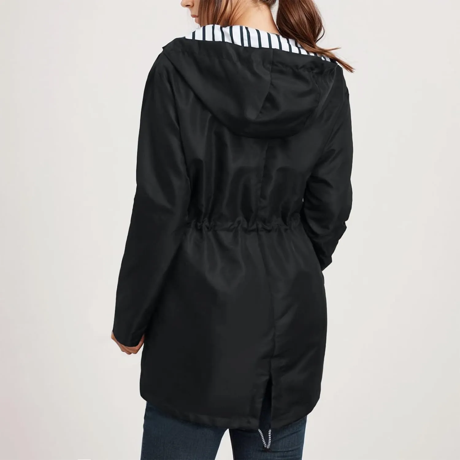 Rain Coats Women 2024 Trendy Windbreaker Jackets Waterproof Outerwear Overcoat Lightweight Outdoor Hooded Trench Coat