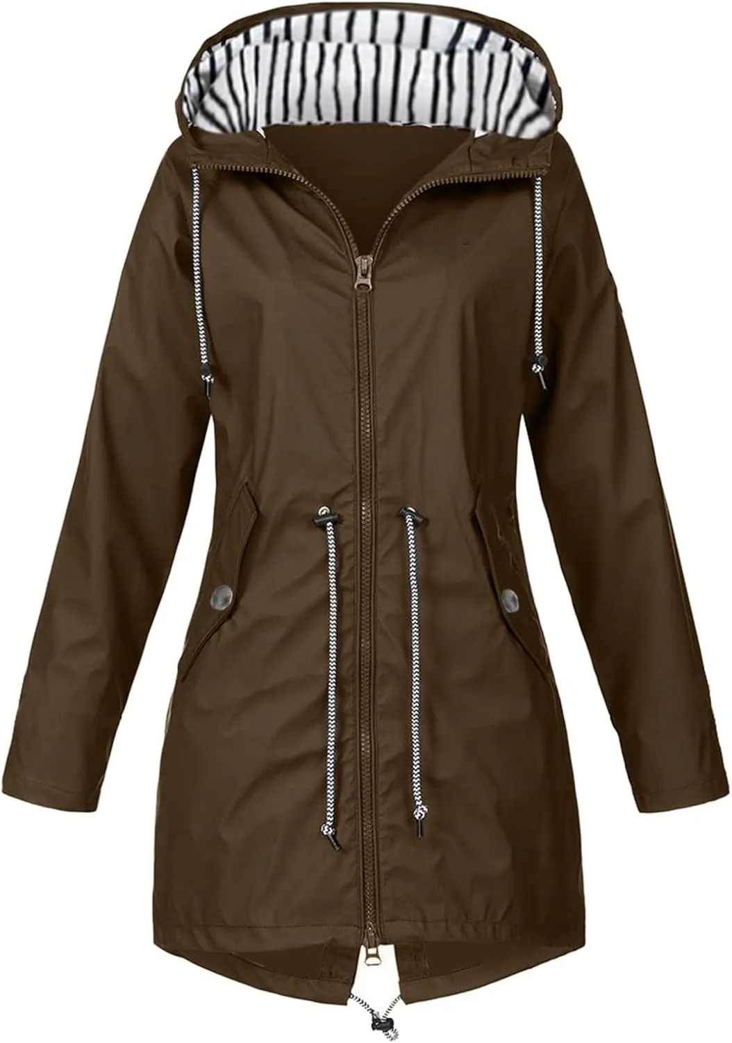 Rain Coats Women 2024 Trendy Windbreaker Jackets Waterproof Outerwear Overcoat Lightweight Outdoor Hooded Trench Coat