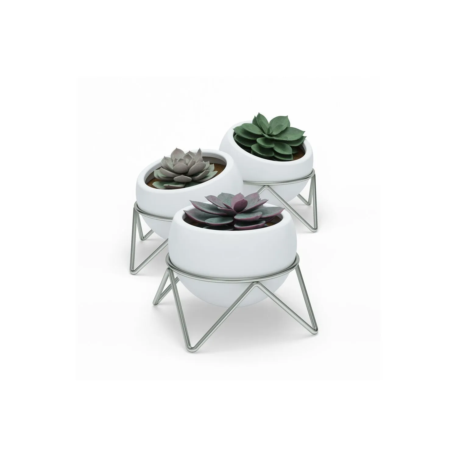 Set de 3 maceteros Blancos Potsy, de Umbra