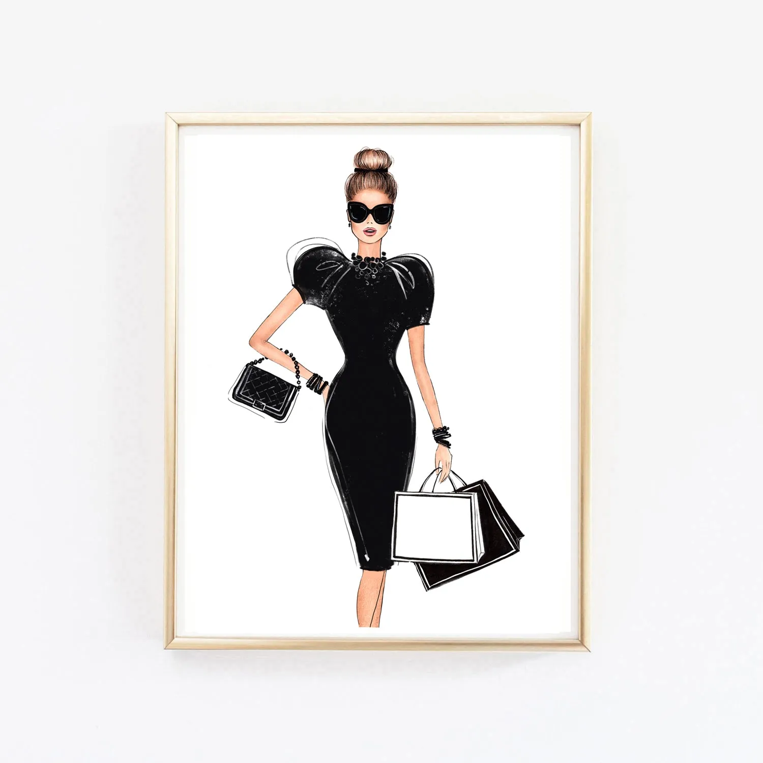 SET OF 4 ART PRINTS girly fashion illustrations