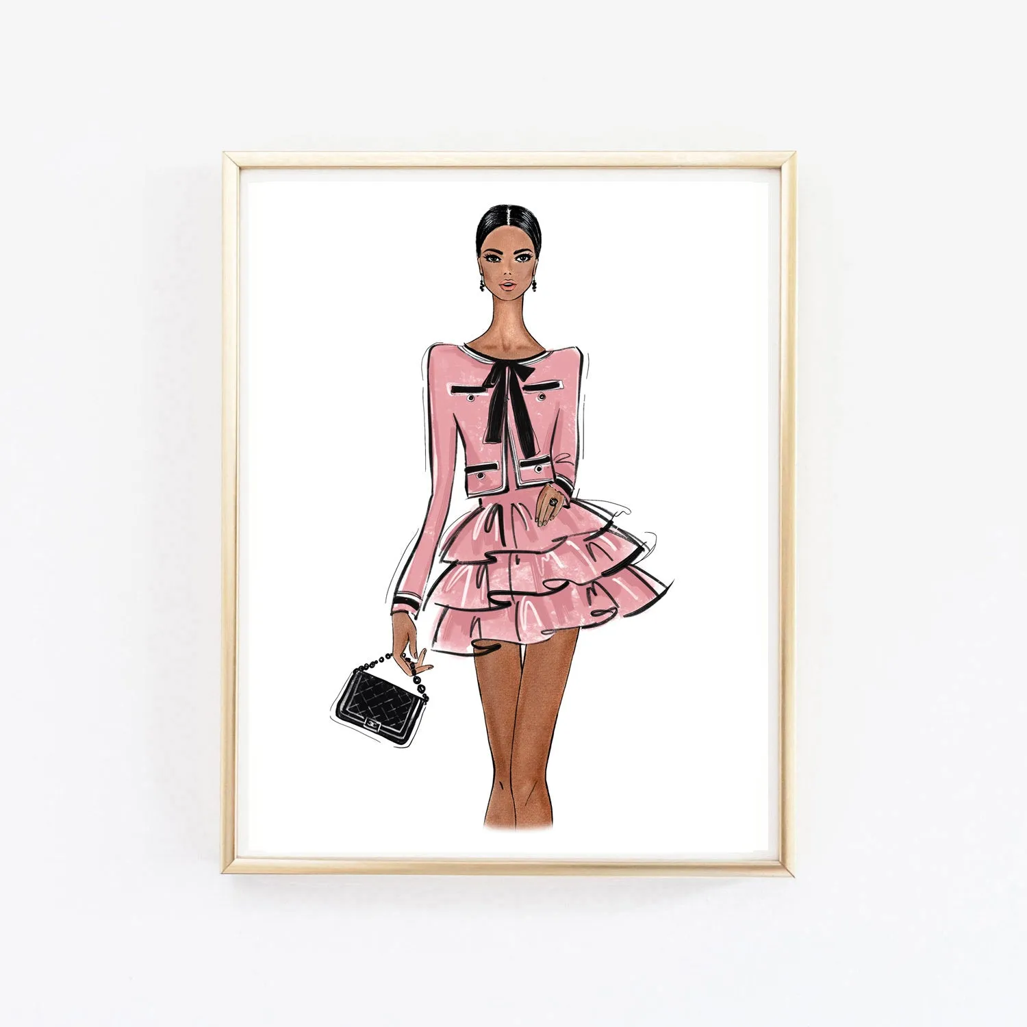 SET OF 4 ART PRINTS girly fashion illustrations