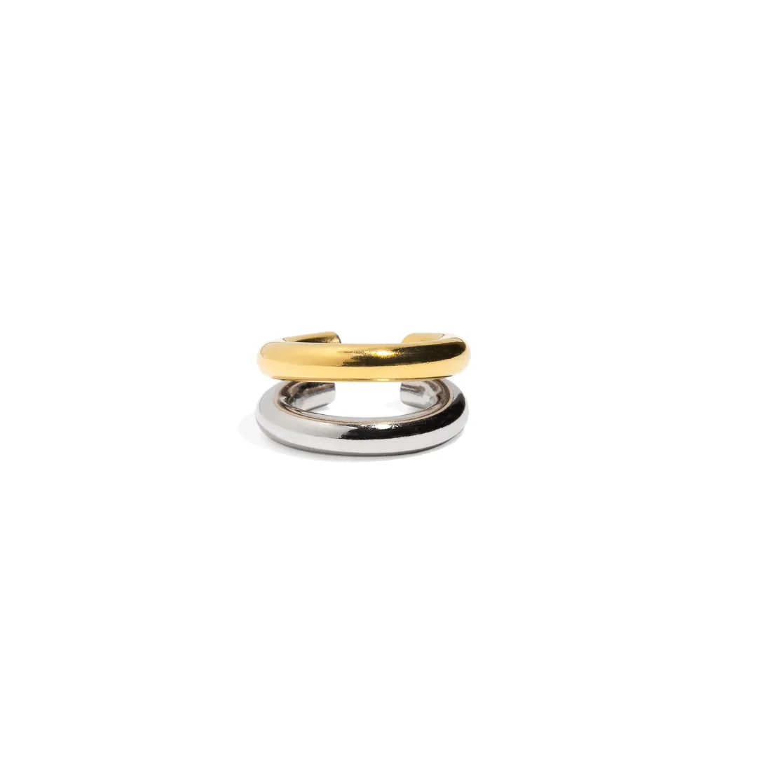 SILVER & GOLD DOUBLE EAR CUFF