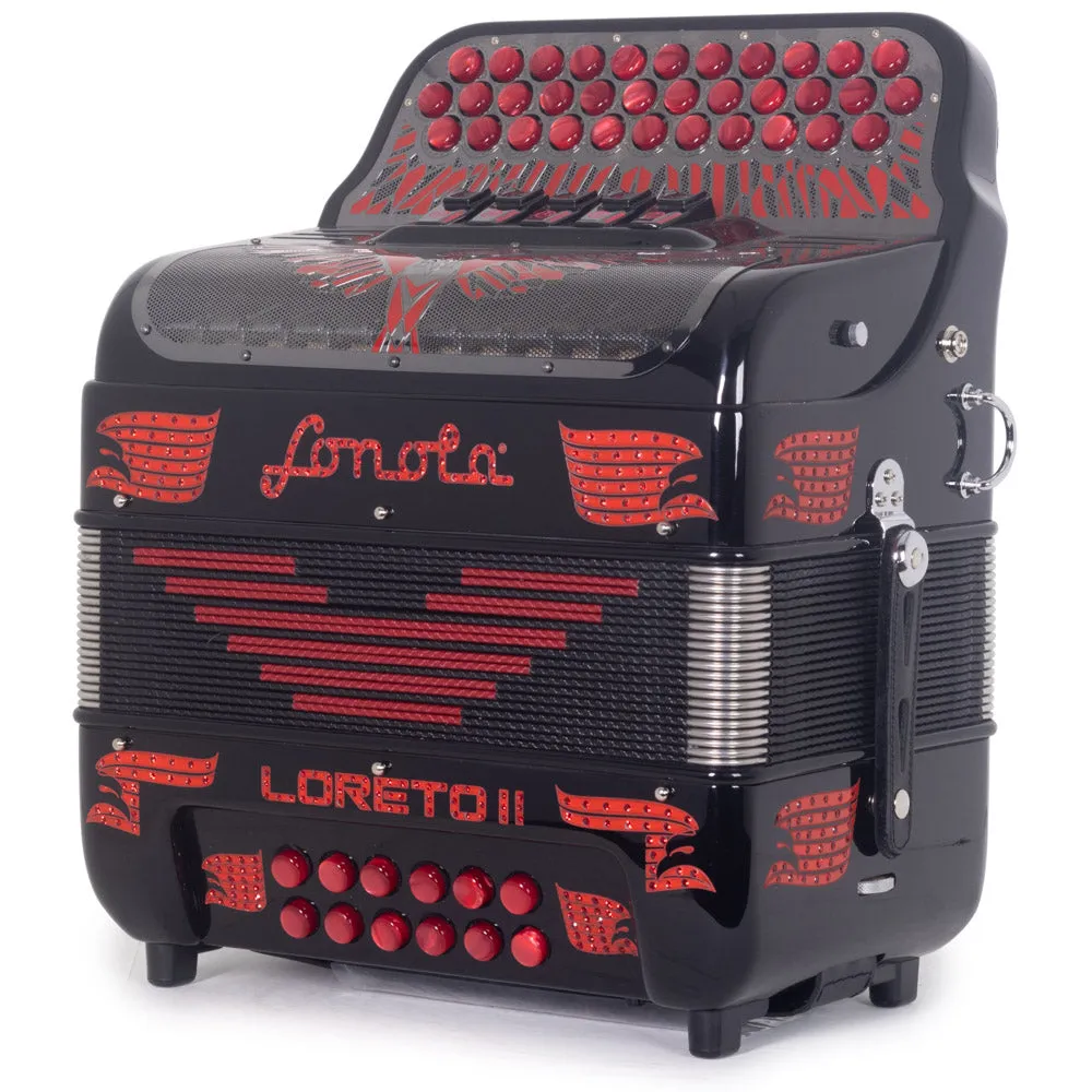 Sonola Loreto II Acordeón Ultra Compacto 5 Registros FA Negro con Rojo