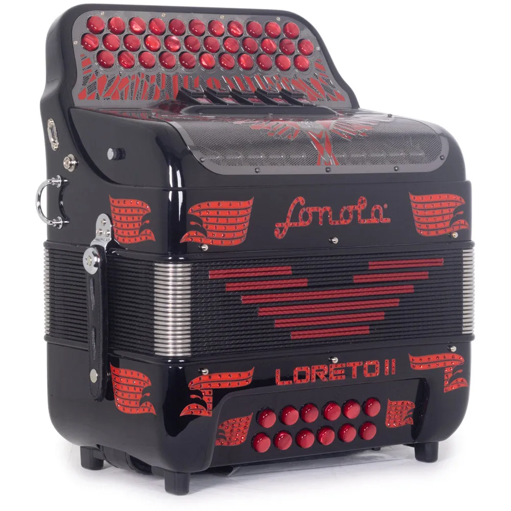 Sonola Loreto II Acordeón Ultra Compacto 5 Registros FA Negro con Rojo