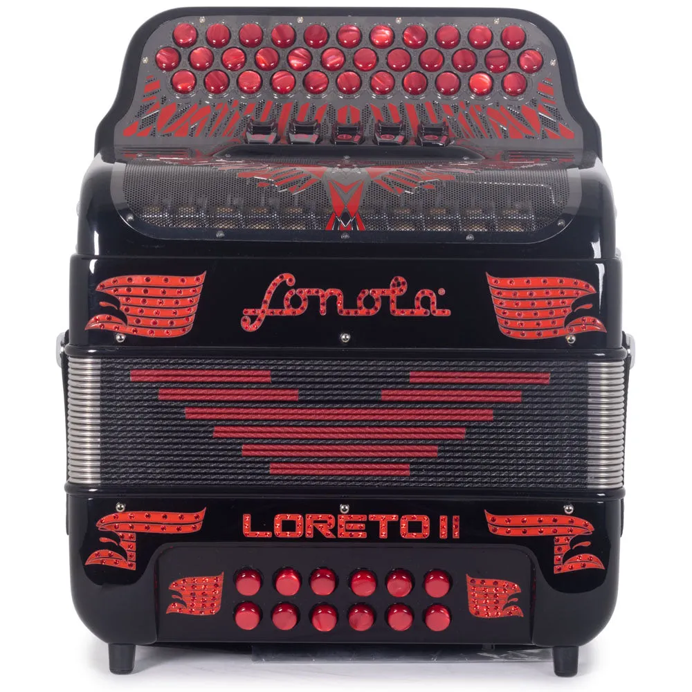 Sonola Loreto II Acordeón Ultra Compacto 5 Registros FA Negro con Rojo