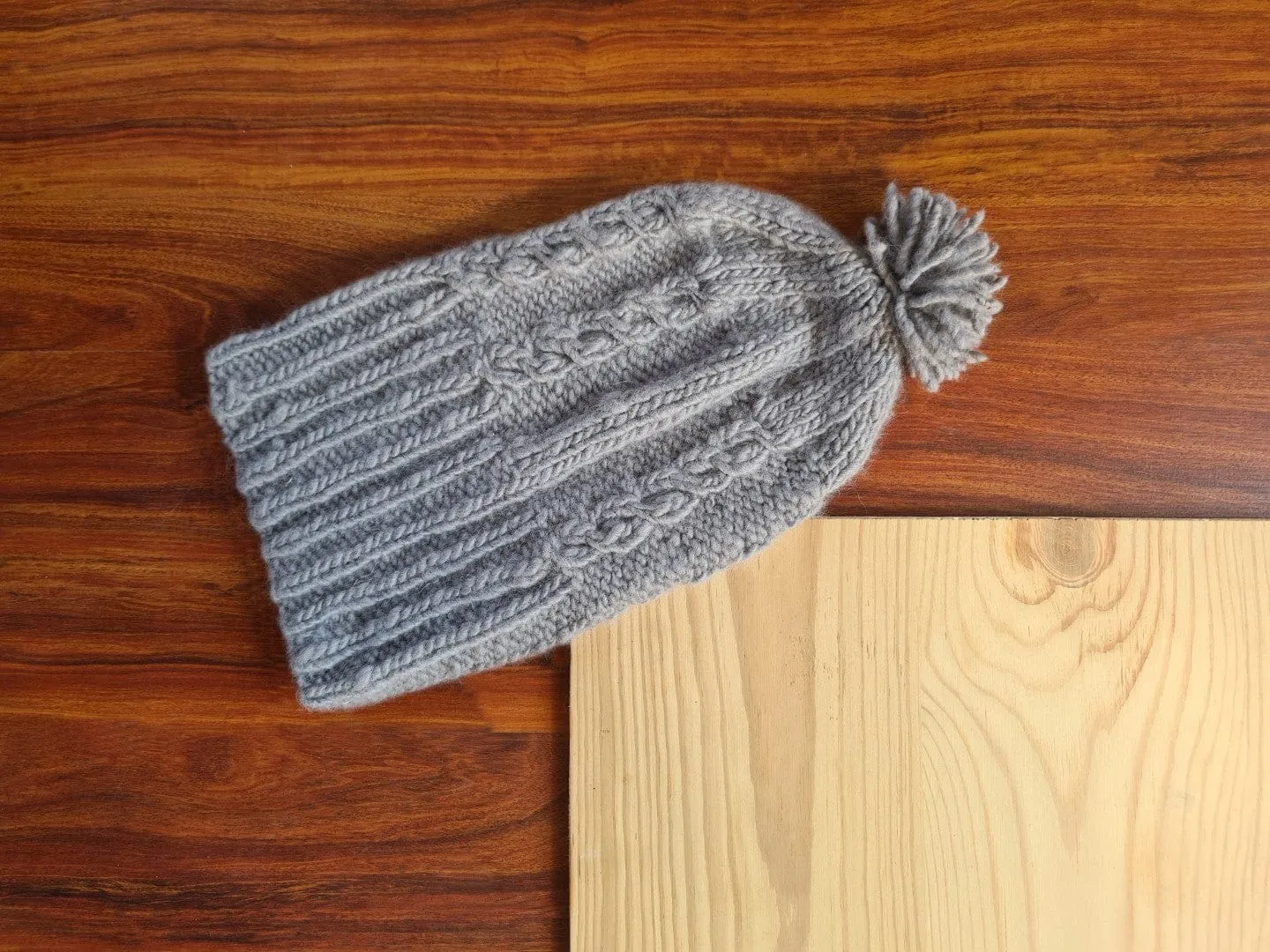 Steel Angora Beanie with Pom - Pom