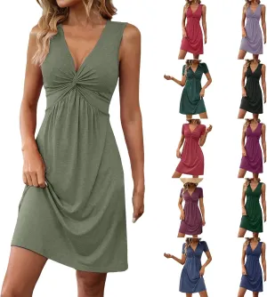 Sun Dresses for Women 2025 Vacation Cotton Sleeveless V Neck Beach Summer Dresses Y2k Casual Tank Cover Ups Swing Dress