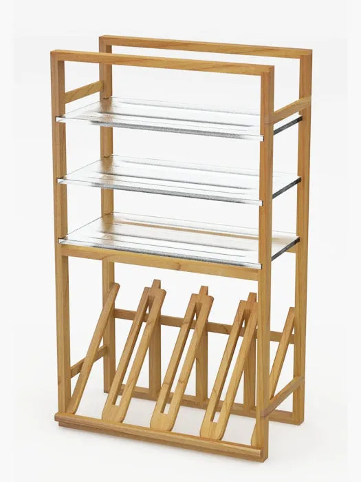 Support avec tablettes en verre et présentoir pour 10 bouteilles, Série Classic - LVG