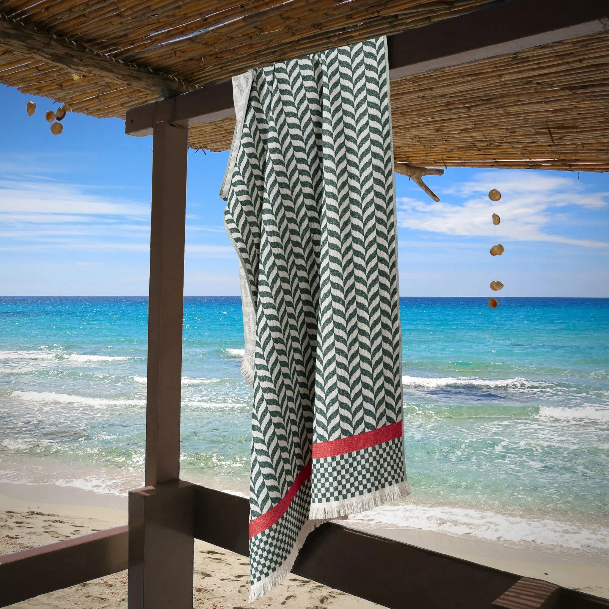 Toalla de playa Spiga Verde, de 86 x 180 cm.