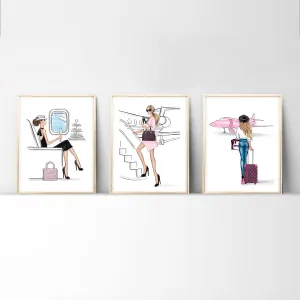 Travel inspired Set of 3 fashion wall art prints