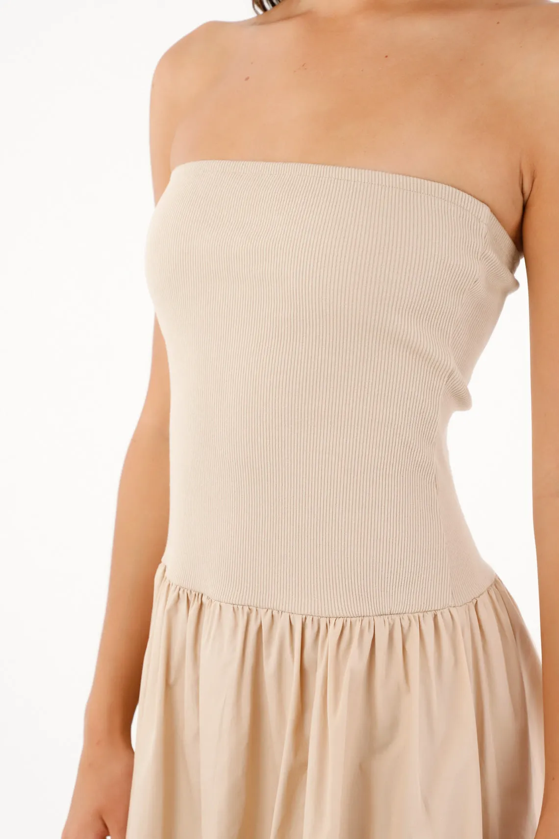 Vestido Strapless café para mujer
