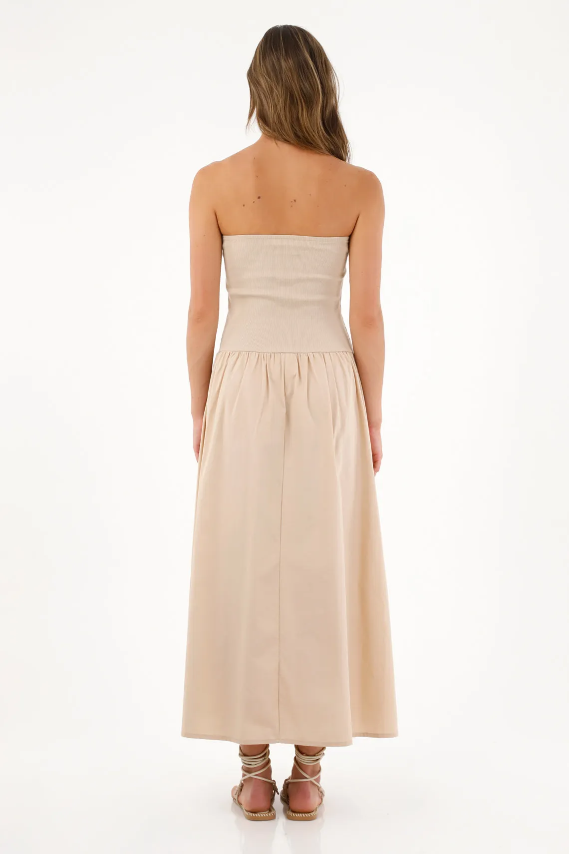 Vestido Strapless café para mujer