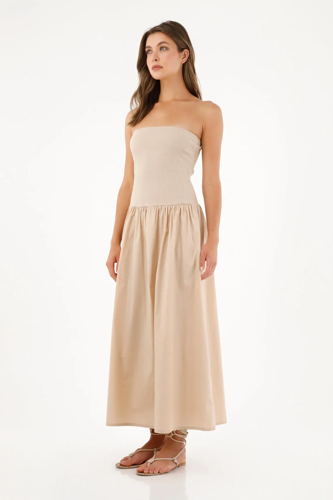 Vestido Strapless café para mujer