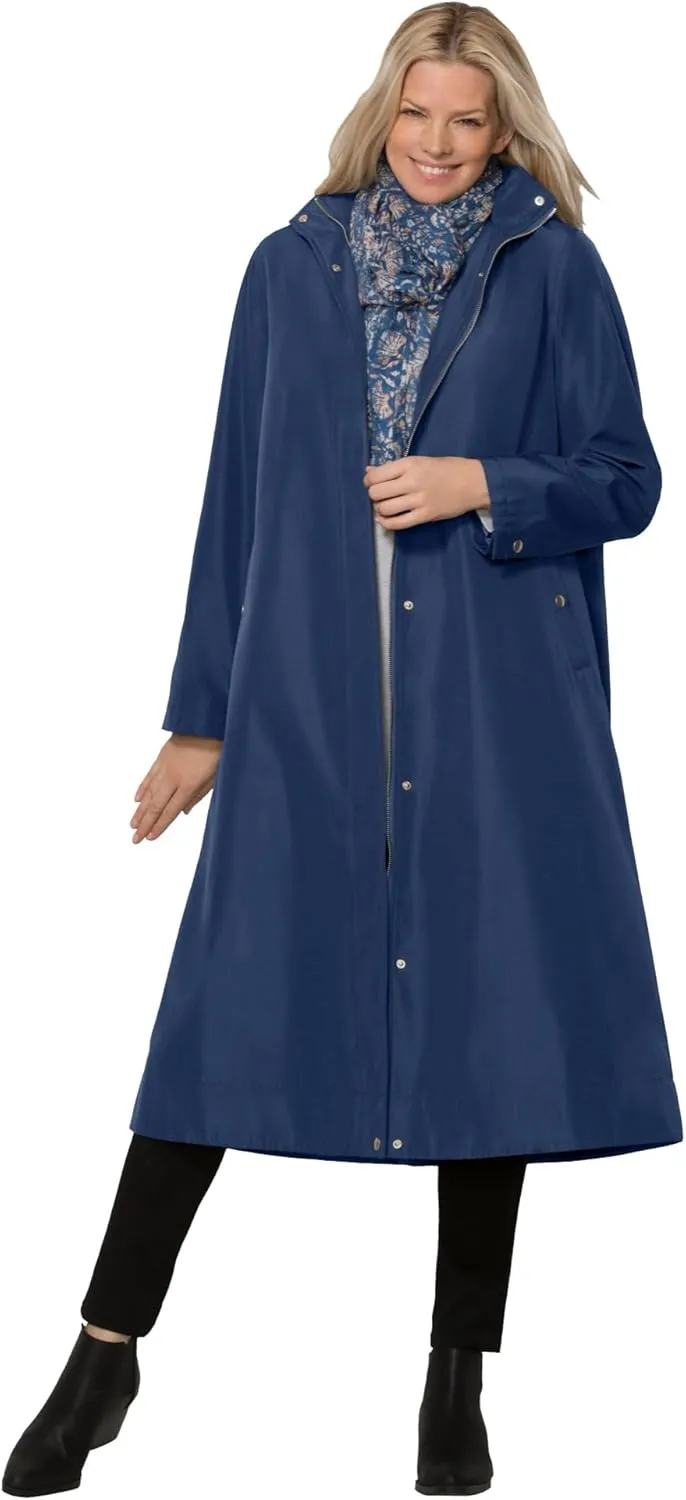 Woman Within Plus Size Long A-Line Raincoat
