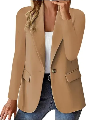 Women Business Casual Blazer with Lined,Professional Work Suit Jacket with Pockets??Long Sleeve Button Open Front