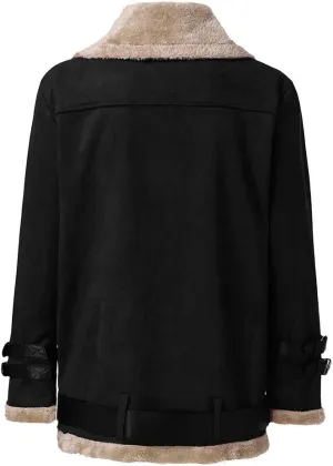 Women's 2024 Winter Coats Plus Size Fleece Warm Jackets Trendy Cropped Fuzzy Soft Outerwear Stylish Biker Windbreaker