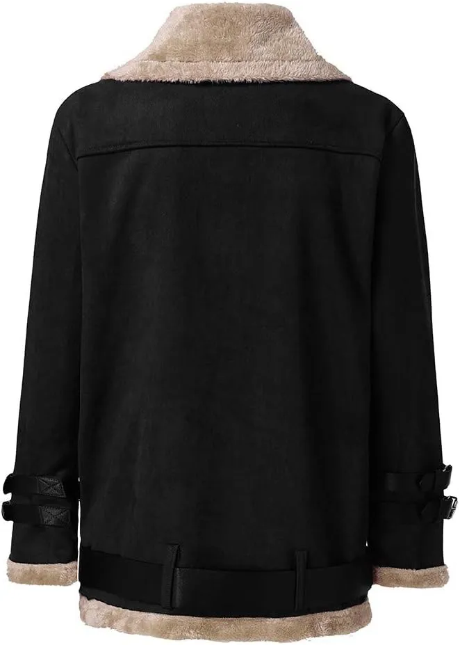 Women's 2024 Winter Coats Plus Size Fleece Warm Jackets Trendy Cropped Fuzzy Soft Outerwear Stylish Biker Windbreaker