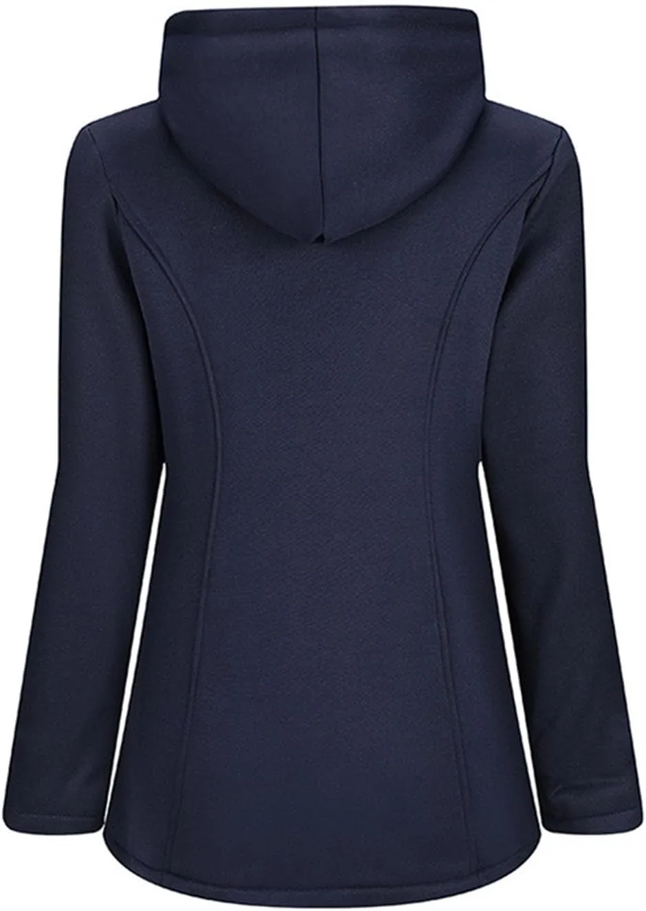 Womens Fashion Horn Button Fleece Thicken Coat With Hood Winter Warm Jacket Women Coats plus Size