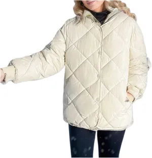Womens Oversized Puffer Jacket Quilted Down Coats Windproof Lightweight Warm 2024 Winter Padded Coat Trendy Outerwear